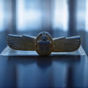 Ancient Egyptian Winged Scarab - Rare Antique Before BC Hand-Carved Green Stone - Symbol of Protection & Luck - Gift