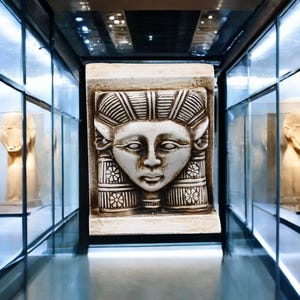Handcrafted Hathor Pharaonic Statue - Authentic Egyptian Stone Art - Unique Decorative Sculpture