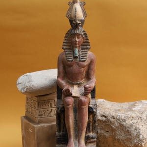 Ancient Egyptian Antiquities Stone Statue of King Ramses II | Rare Antique Pharaonic Antiques B.C Collectible Decor