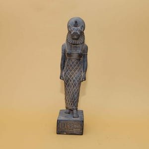 Pharaonic Sekhmet Statue - Handcrafted Stone Egyptian Goddess Sculpture, Ancient Art Decor