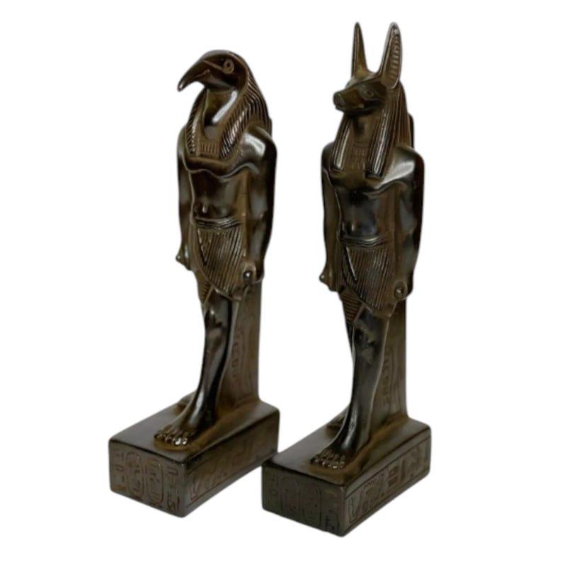 エジプト神話 彫刻 トトとアヌビス アヌビス神とトート神の像 - 紀元前古代エジプトの骨董品 - 手作りの石