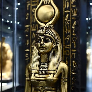Handcrafted Hathor Pharaonic Statue - Authentic Egyptian Stone Art - Unique Decorative Sculpture