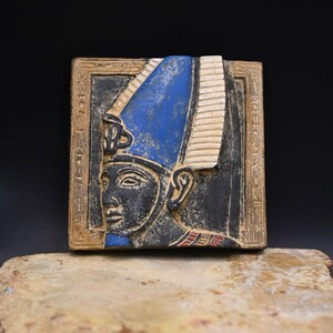 God Osiris Relief Ancient Egyptian Antiquities Statue Rare B.C Pharaonic Stone Antique Collectible Antiques Sculpture