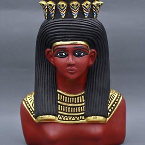 Handgefertigte Hatschepsut Königin Kopf Statue - Alte ägyptische Pharao Kunstskulptur, Steinfigur