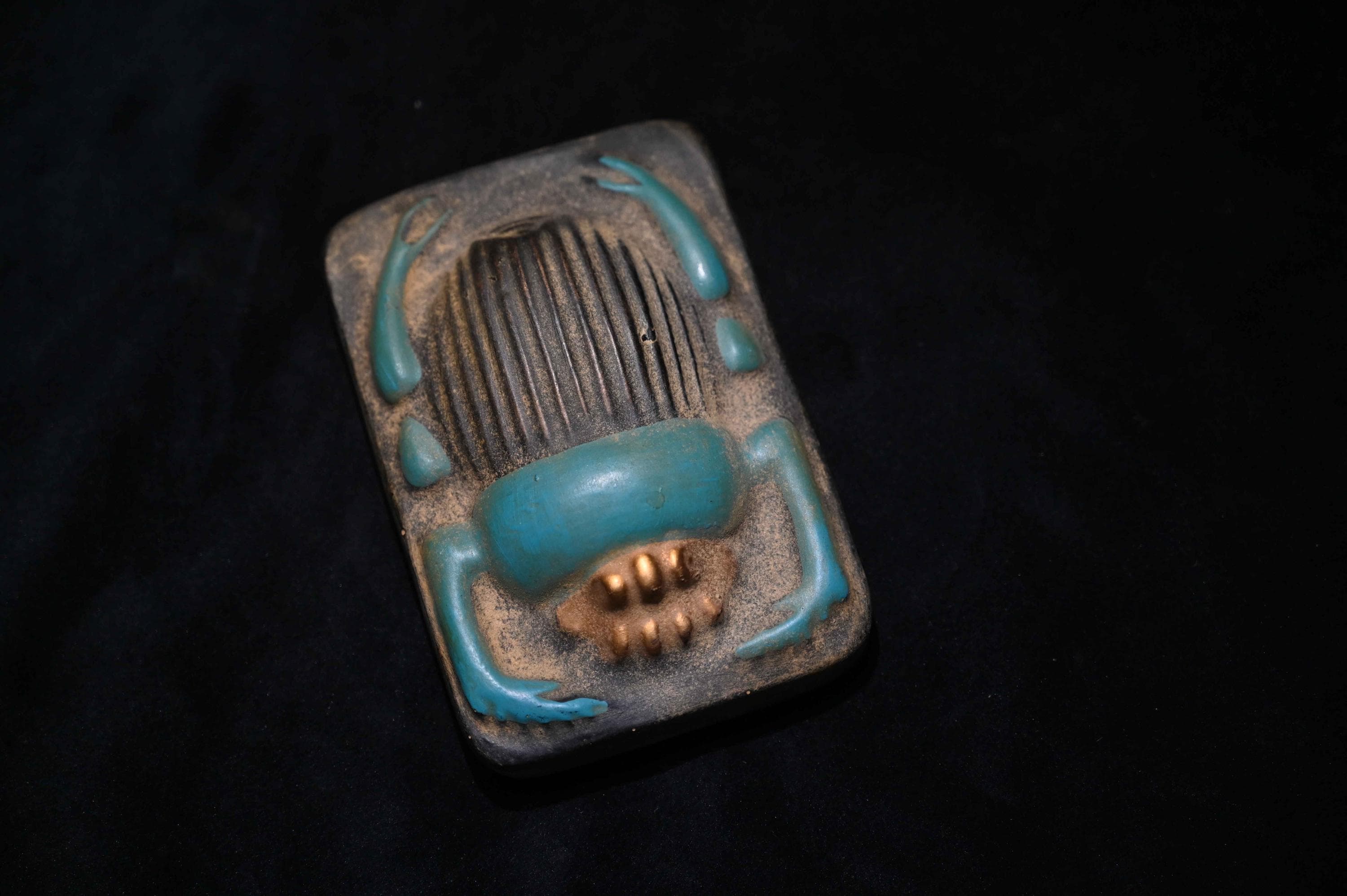 希少なアンティークエジプトスカラベ像｜古代ファラオの石造骨董品