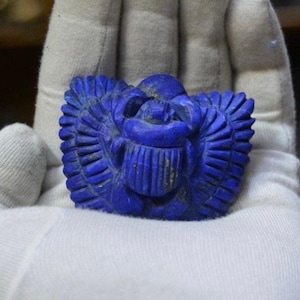 Ancient Egyptian Antiquities Statue – Rare Antique B.C Pharaonic Stone Egyptian Winged Scarab Antiques Collectible