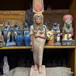 Ancient Egyptian Antiquities Statue Hathor God B.C Rare Pharaonic Stone Antique Sculpture Egypt Antiques Collectible Decor