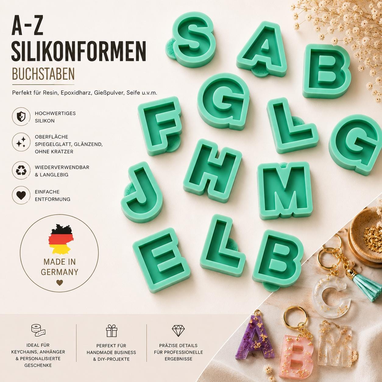 A-Z Alphabet Buchstaben Silikonform Schlsselanhnger MOLD Anhnger  handgemacht Harz Resin Kleine Silikonform Schmuck - Etsy.de