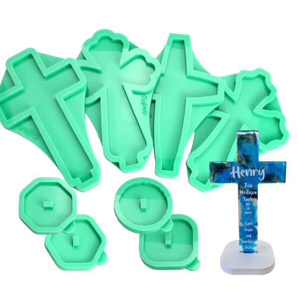 Moule en silicone avec support en forme de croix 18 x 10,8 x 1 cm avec base pour communion – Jésus Dieu Symbole religieux Moule en silicone de haute qualité