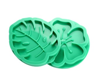 Coasters Monstera flower - with inner contours. Irregular Patterns for Coasters Resin Casting Molds - Silicone Epoxy Mold for DIY Crafts