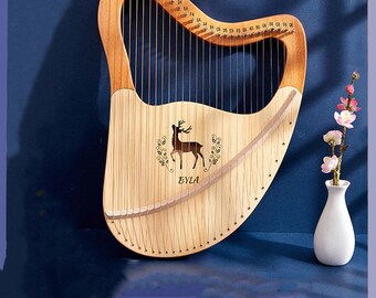 21 & 24 String Lyre Harp Portable Wood Harp, String Musical Instrument Gift for Kids Adults Suitable for Beginner|Engraving acceptable