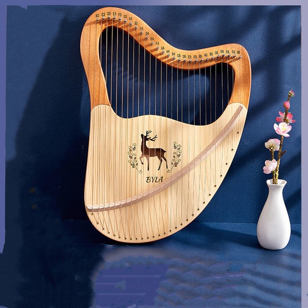 21 & 24 String Lyre Harp Tragbare Holzharfe, String Musikinstrument Geschenk für Kinder Erwachsene Geeignet für Anfänger |