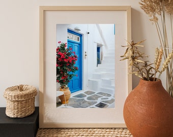 Mykonos, Greece • Blue Door & Staircase | Digital Print