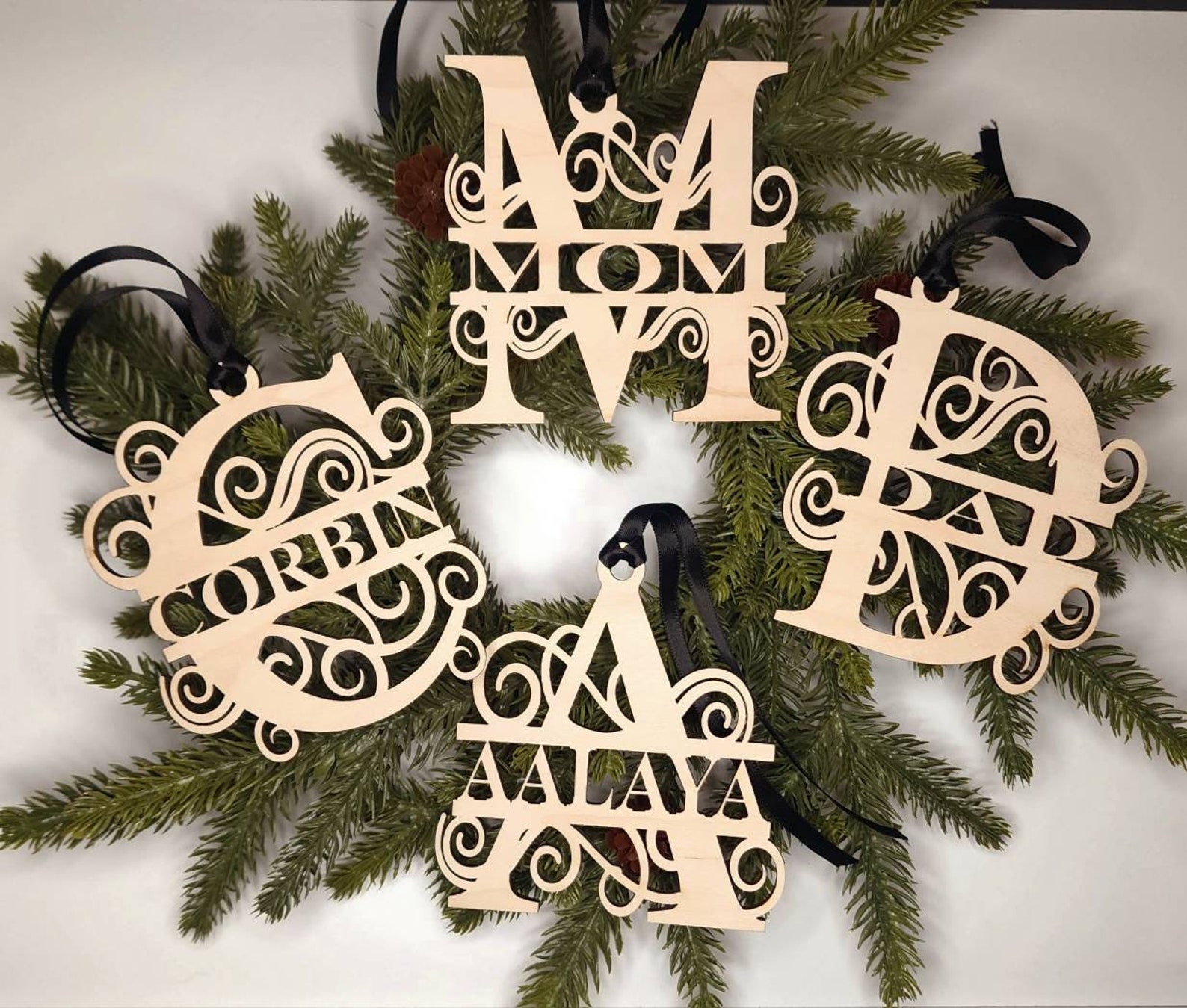 Monogrammed Ornaments Personalized Ornaments Custom Name - Etsy
