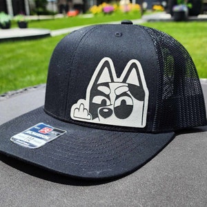 Dad Hat, Blue Dog Hat, Fathers Day Gift, Mens Hat, Leather Patch Hat, Richardson Hat, Fathers Day Gift, Hat, dog Hat, Gift