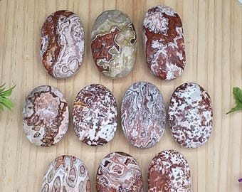 Red Lace Agate Palm Stone / 2" to 2.4" / Lace Agate / Chakra / Rocks and Minerals