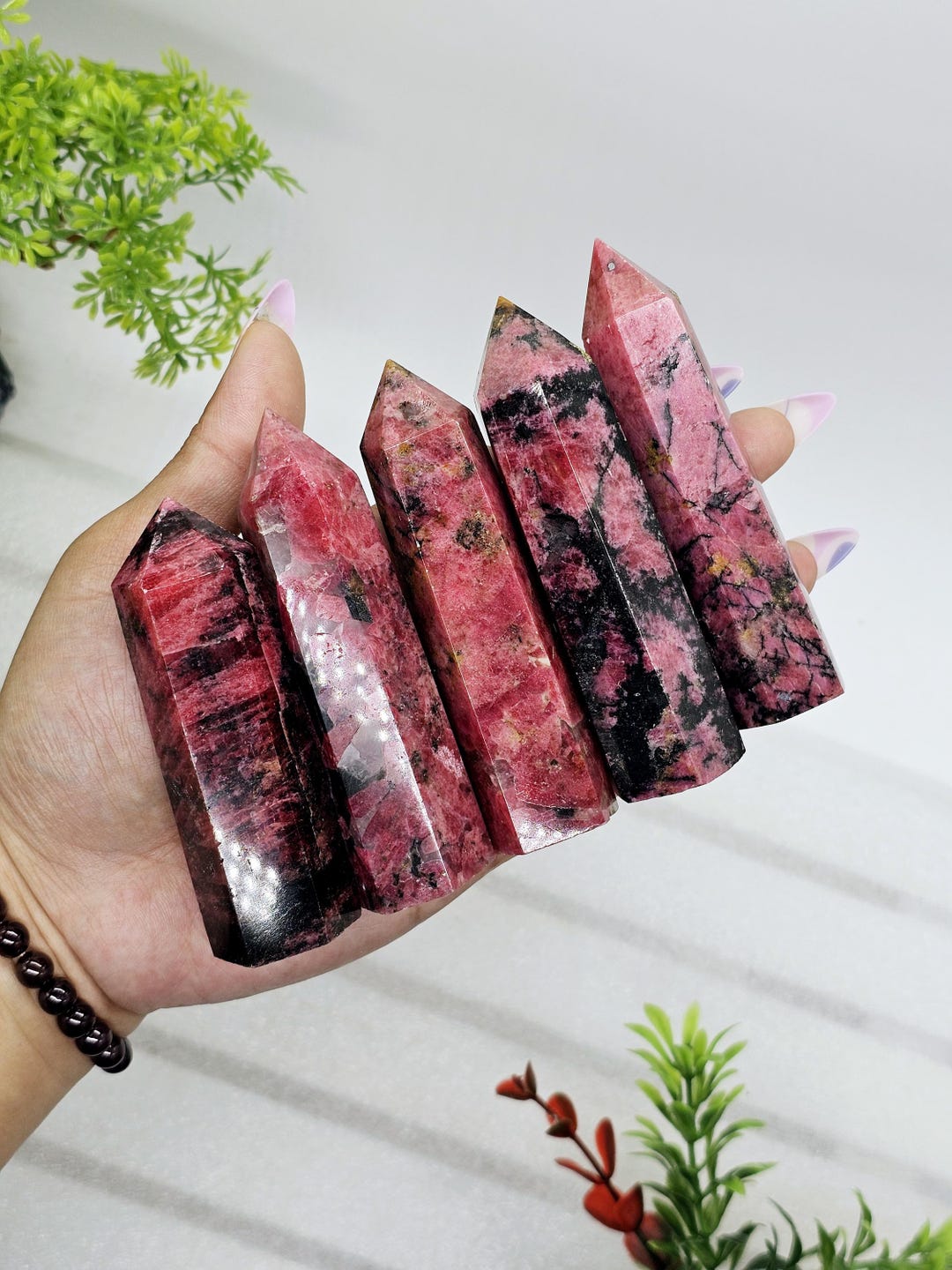 Rhodonite Points / Pink and Black Crystal / Chakra / Rocks and Minerals ...