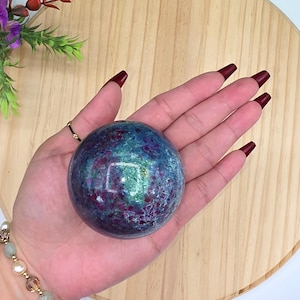 Sparkly Fuchsite with Kyanite Sphere / 60mm / UV Reactive / Ruby / Kyanite / Chakra / Rocks and Minerals / st37