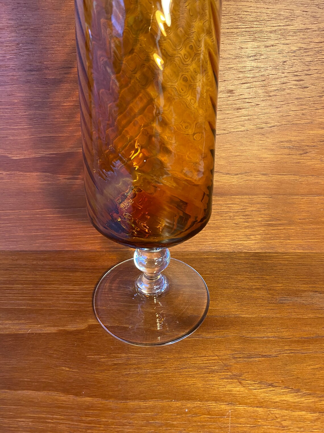 Vintage Empoli Stemmed Tall Amber Glass Vase. Etsy