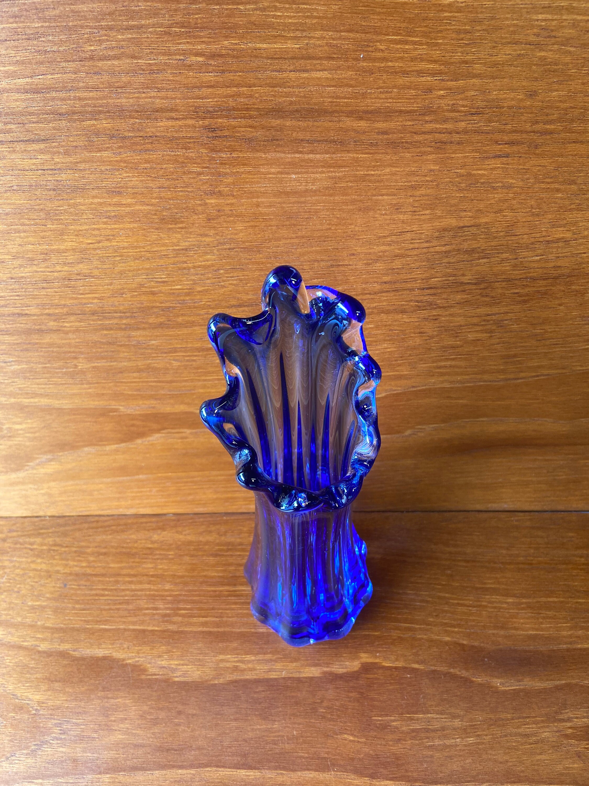 Vintage Cobalt Blue Glass Finger Vase Etsy UK