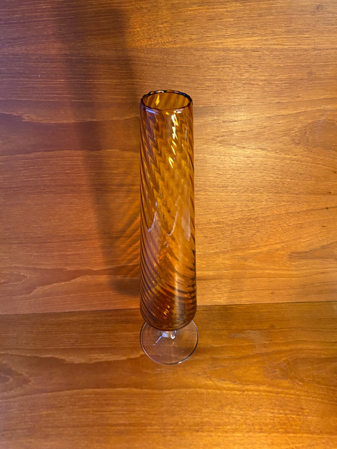 Vintage Empoli Stemmed Tall Amber Glass Vase. Etsy