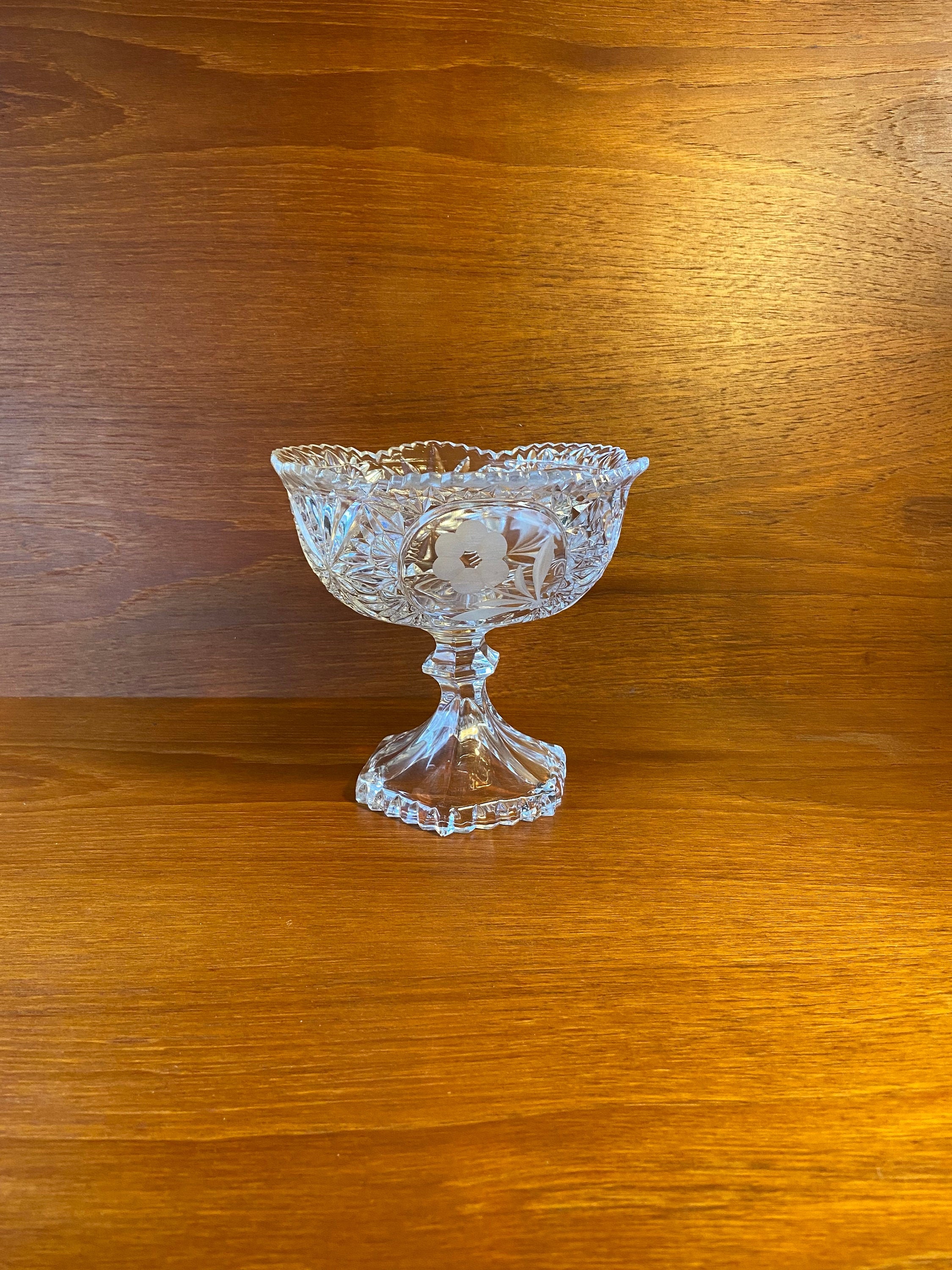 Vintage Glass Ornate Stemmed Dish. Glass Stemmed Bowl Etsy.de