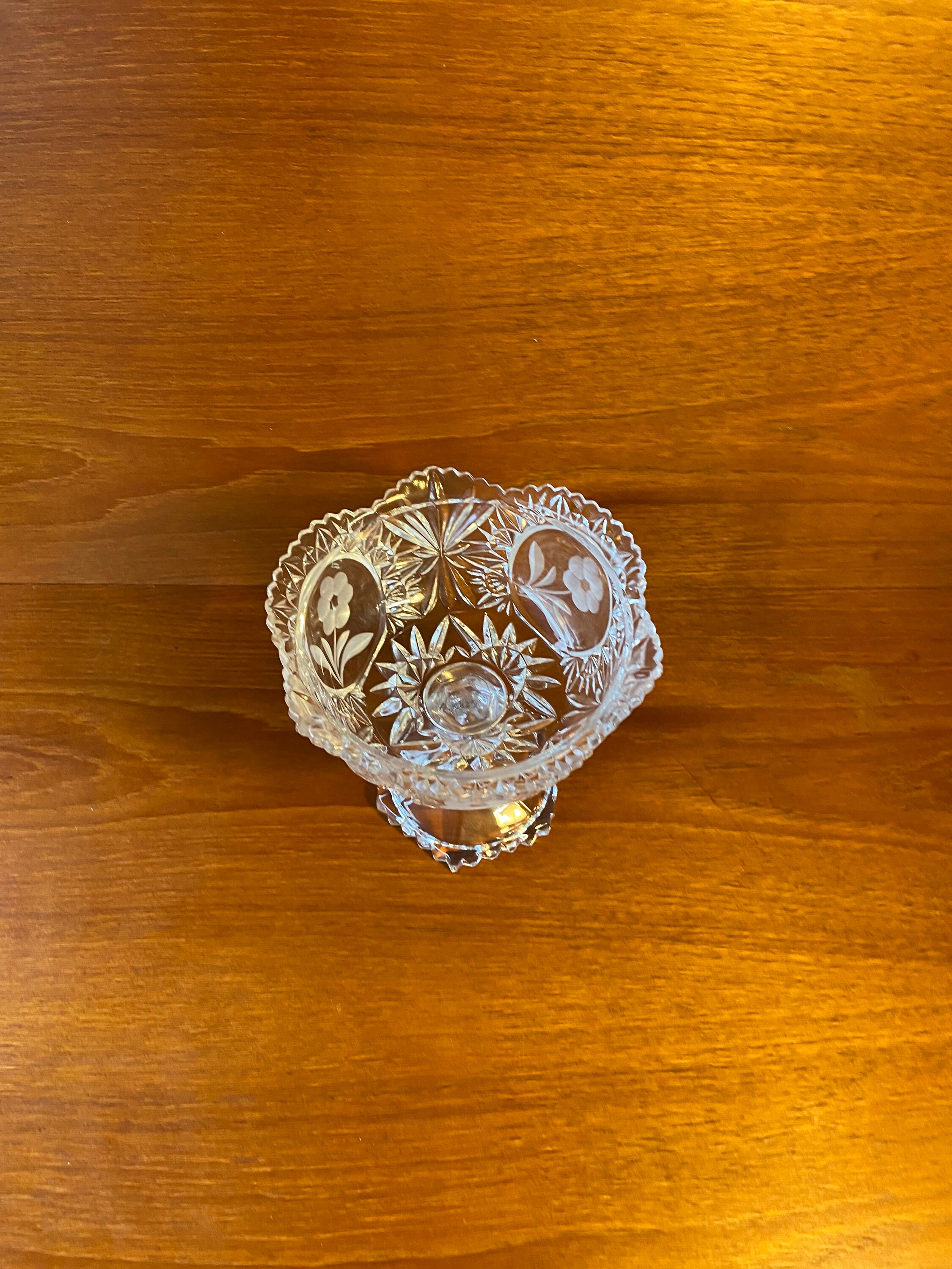 Vintage Glass Ornate Stemmed Dish. Glass Stemmed Bowl Etsy.de