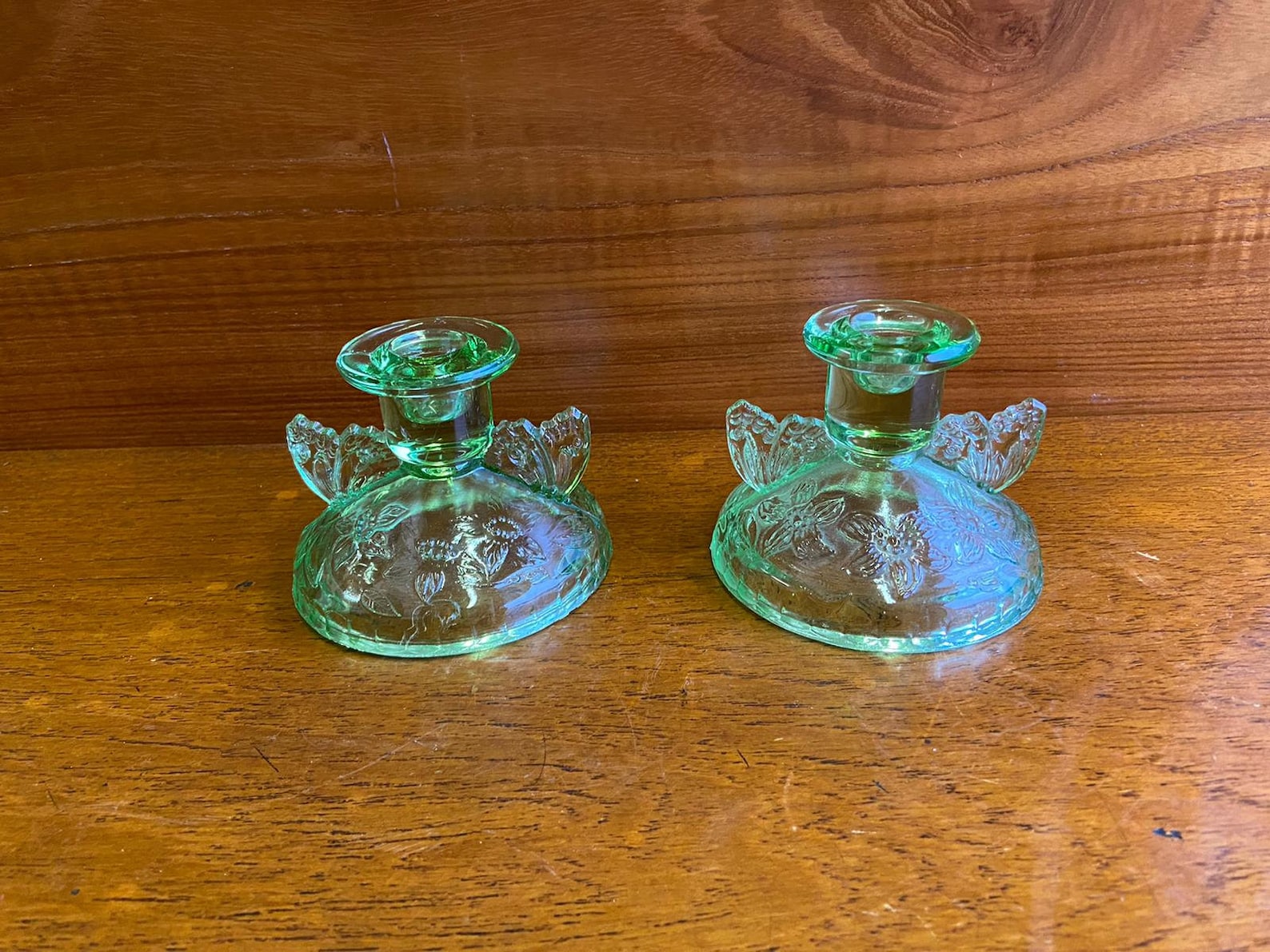 Vintage Sowerby Green Glass Butterfly Dressing Table Vanity Etsy