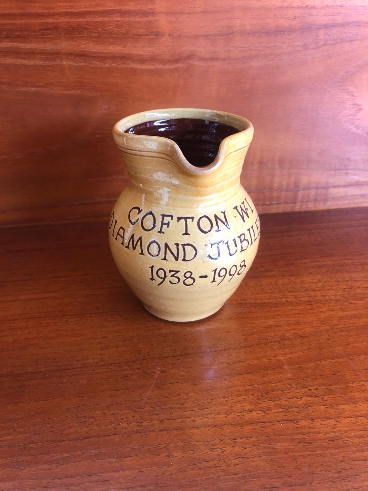 Vintage Cofton Womens Institute Jug. Bideford Pottery Ceramic Jug. Clay