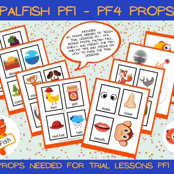 PalFish Trial Lessons PF1 - PF4 Props Kit (All props needed, PalFish friends, Logo, Tips & bonus props!) **INSTANT DIGITAL DOWNLOAD**