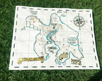 Map of the imaginary country Peter Pan Disney