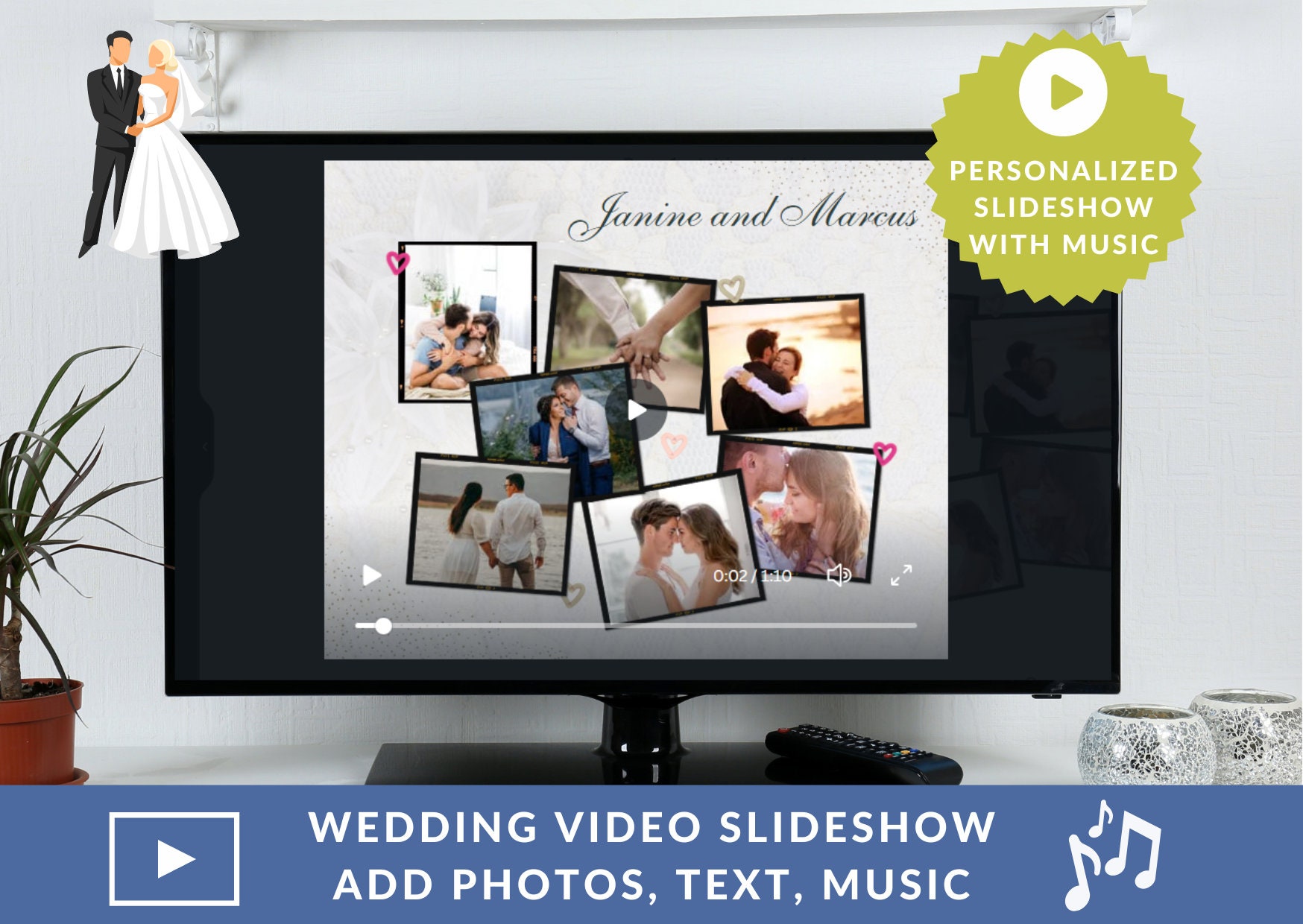Wedding Slideshow With Background Music by Your Choice / Fully - Etsy  Ireland