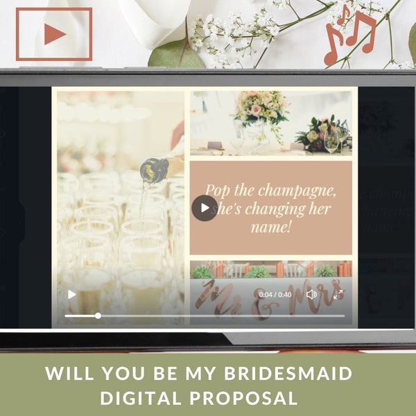 Will You Be My Bridesmaid Proposal Video, Bridesmaid Duties Slideshow Personalized, Bride Squad Digital Invitation, Virtual Long Distance