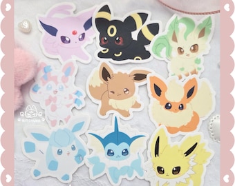PKM Evolutions Vinyl Waterproof Sticker | Anime Creature Decal for Laptop, Water Bottle & Journal