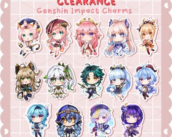 Genshin Impact Acrylic Charms | Gamingnyckelringstillbehör för nycklar, väskor och ryggsäckar