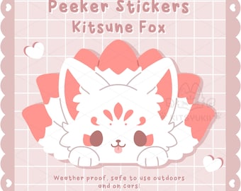 Kawaii Kitsune Fox Peeker Sticker | Decal for Car, PC, Water Bottle, Laptop