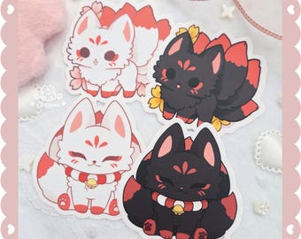 Kitsune Fox Vinyl Waterproof Sticker | Japanese Anime Fox Decal for Laptop, Water Bottle & Journal