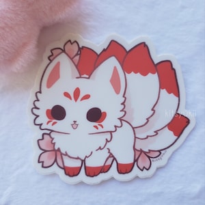 kitsune fox vinilo pegatina zorro blanco y negro / pegatina