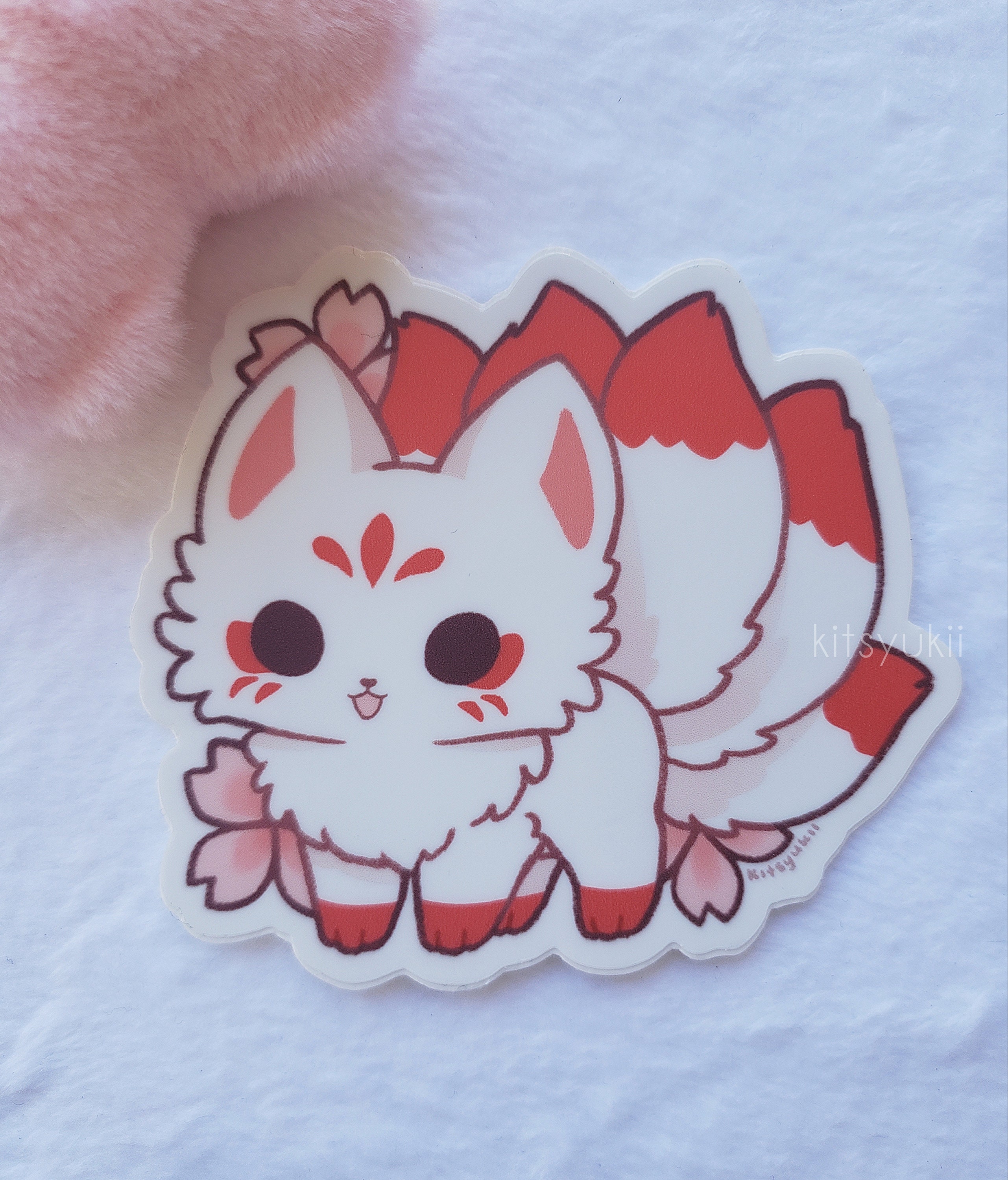 Kitsune Fox Vinyl Sticker White and Black Fox | Sticker - Etsy