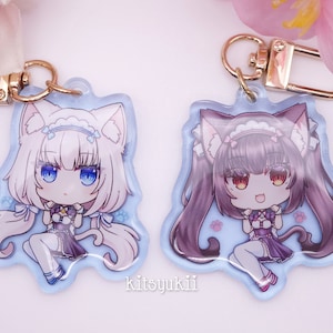 SALE Vanille und Schokolade Acrylcharme | süßer Anime Mädchen nekopara Schlüsselanhänger aus Acryl