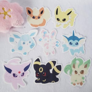Naklejki winylowe pkm cute eeveelution chibi | naklejka