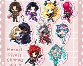 Marvel Rivals akrylberlocker | Gamingnyckelringstillbehör för nycklar, väskor och ryggsäckar