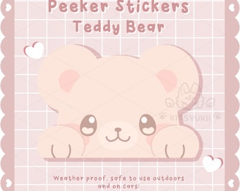 Teddy Bear Peeker Sticker | Decal for Car, PC, Water Bottle, Laptop