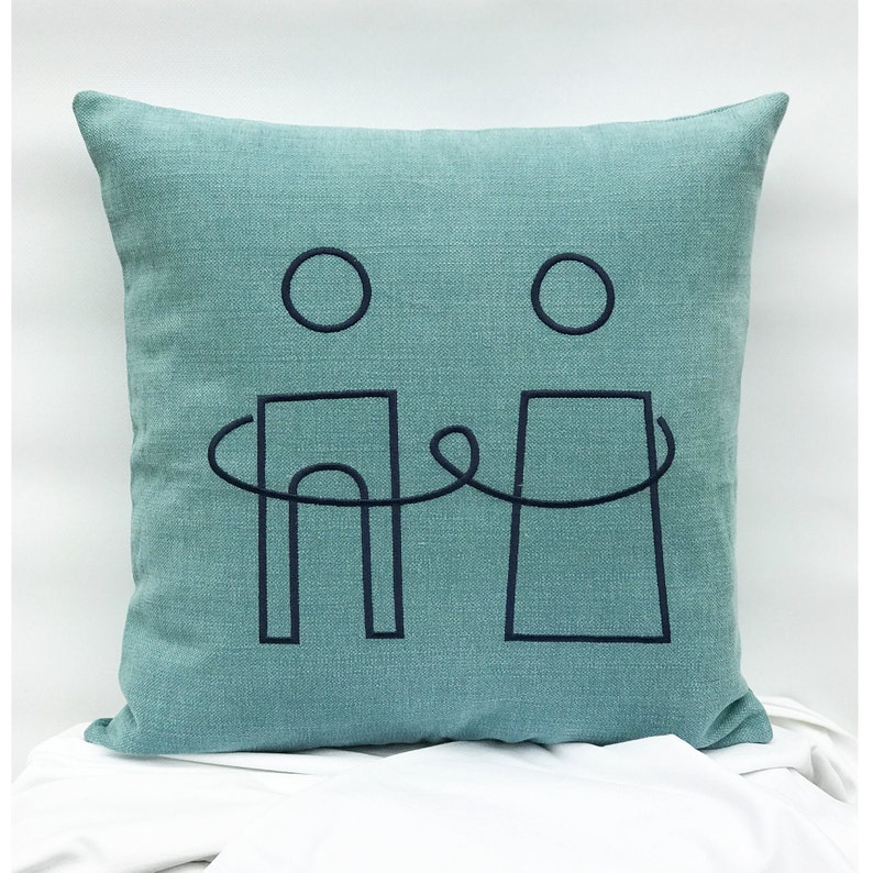 Decorative love cushion in cotton embroidered hidden zip 100/% Italian