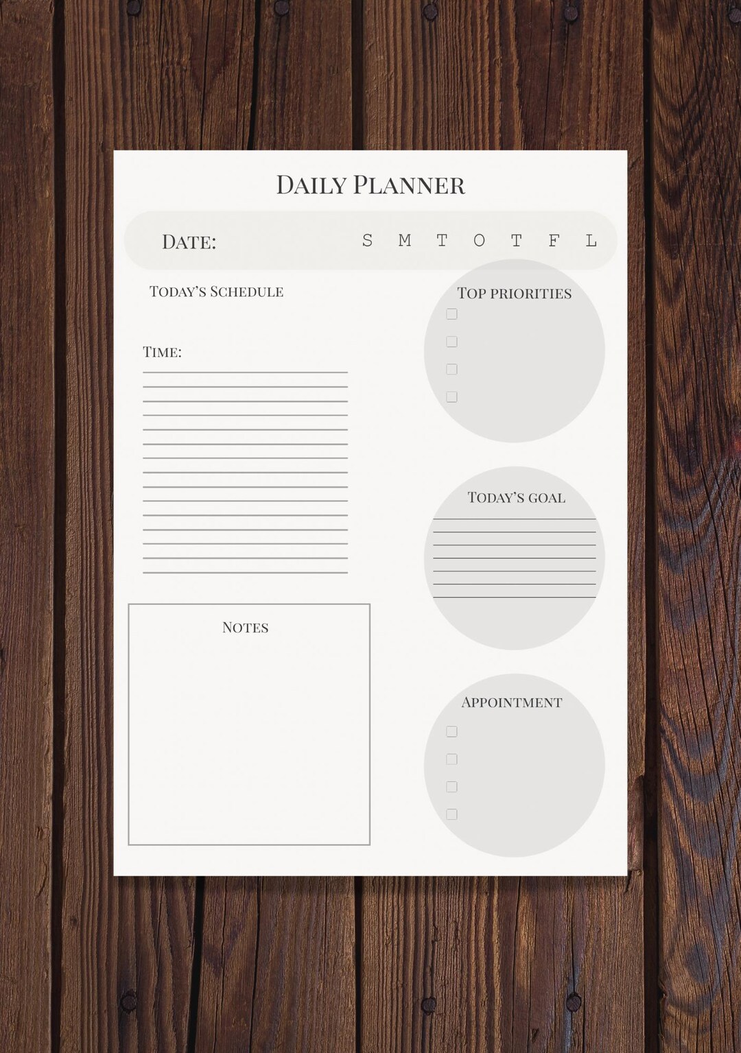 Minimalist Daily Planner | Printable Day Organizer | To-do List ...