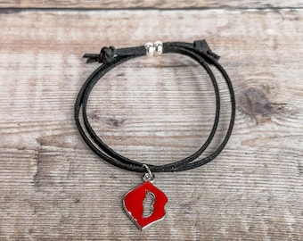 Loving Lips nepsuède armbanden - (betaalbaar cadeau VK, cadeau voor koppels, bedelarmband, veganistisch leer)