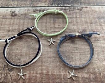 Zeester bedelarmband – verstelbare strandsieraden van imitatiesuède