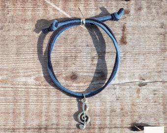 G-sleutel armband van imitatiesuède - muziekcadeau