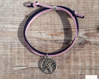 Tree of Life armband van imitatiesuède - verstelbaar medaillon