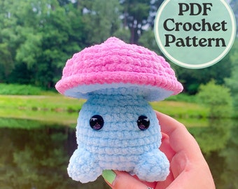 Mönster för svampvirkning, svampsprite, amigurumimönster, babysvamp, snabbt projekt, nybörjarvänligt
